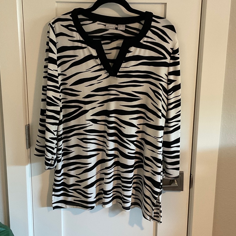 Zebra Print Long Sleeve Women's Top